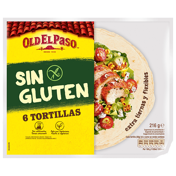 un paquete de tortillas Old el paso 6 sin gluten, 216g
