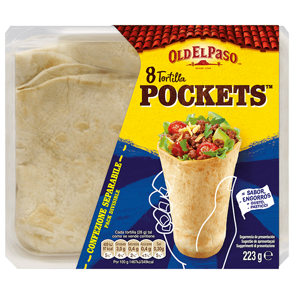 Paquete de 8 tortilla bolsillo Old El Paso, 223 g
